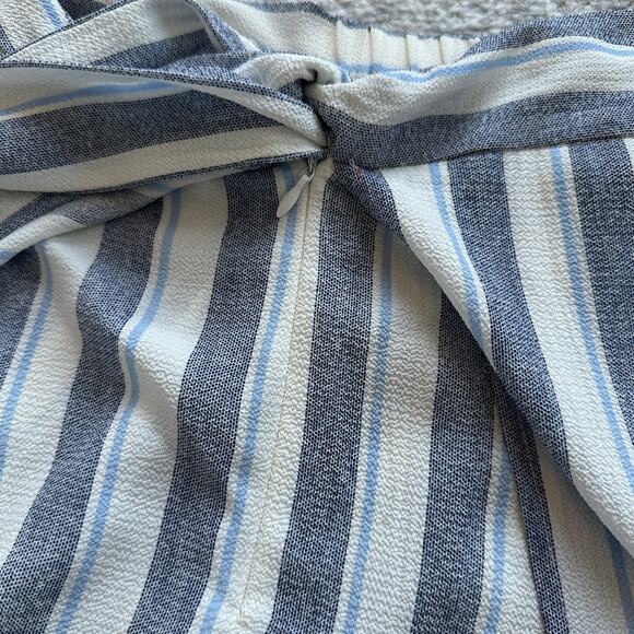 Aqua Blue Striped Flowy Crepe Pants Size S - Picture 9 of 12